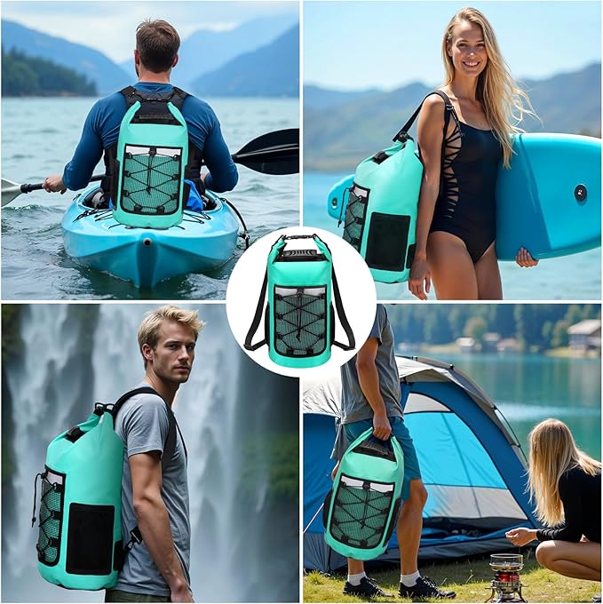 Pimoys Dry Bag, 25L Waterproof Backpack, Dry Bags Kayak for Women Men, Roll Top Outdoor Travel Bag for Boating, Kayaking, Fishing, Hiking, Rafting