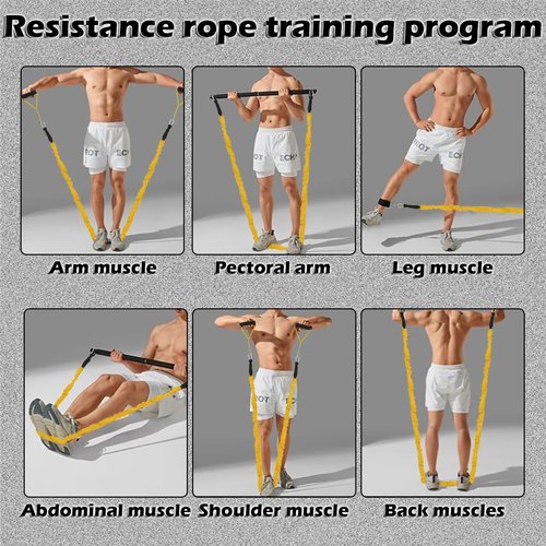 Resistance Bands Set, 15 PCS Adjustable Exercise Tubes with Handles, Door Anchor & Ankle Strap, Home Gym Workout Bands for Men & Women, Strength Training, Fitness Bands, Resistance Tubes,20-40lbs