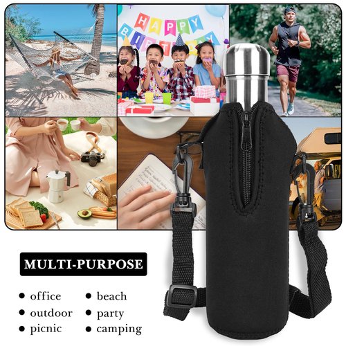 Linkidea Neoprene Water Bottle Carrier with Strap Compatible with S Original, Koodee, MIRA 17oz Cola Shaped Bottle, Insulated Waterbottle Sling Bag Holder with Shoulder Strap, Black