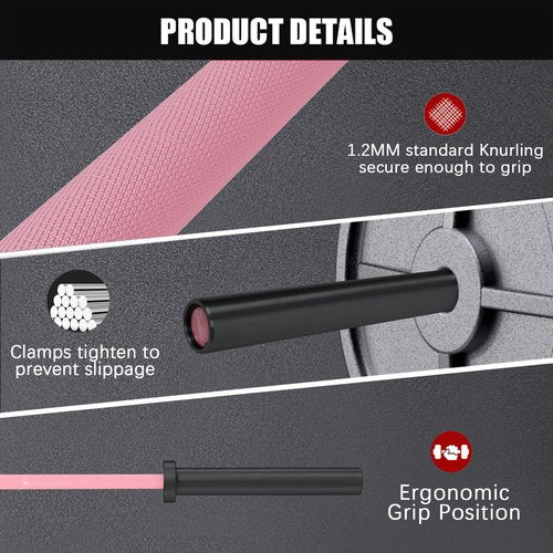 PROOFGOLD 6.6ft Olympic Barbell Bar 35Lb(15kg) Barbell,Bench Press Bar for Squats and Deadlifts,Olympic Weight Bar for Home Gym,Womens barbell(2inch),700LB,Black&Pink