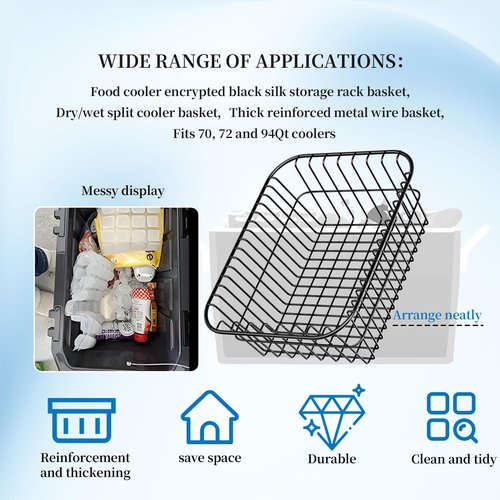Coolers Wire Basket 20074 Compatible with Ig-loo Coolers For 70，72，94 Qt Basket Coolers Dry Storage Filter Water Wire Baskets.
