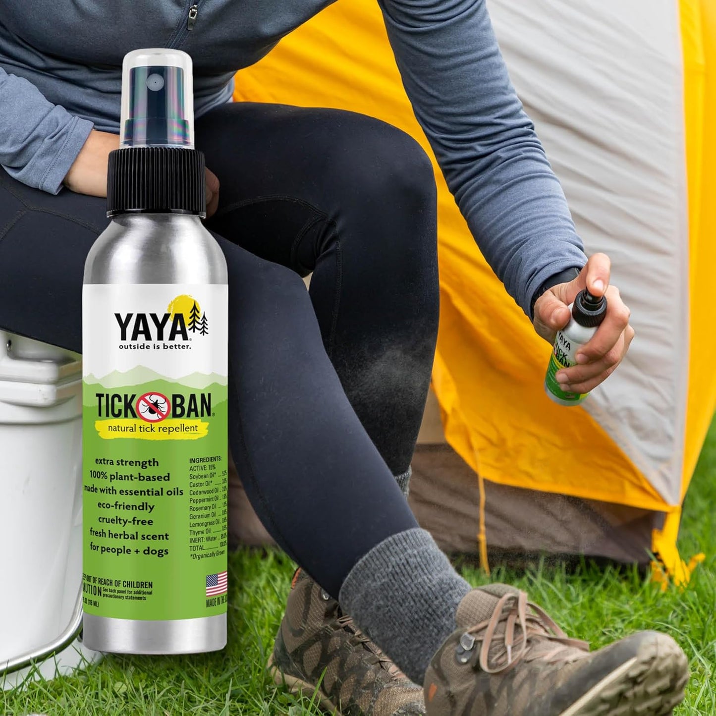 Yaya Organics Tick Ban | Extra Strength Tick Repellent Made with Essential Oils and All Natural, DEET Free Ingredients | Proven Effective, Safe for Adults, Kids and Dogs | 4 Ounce 2 Pack