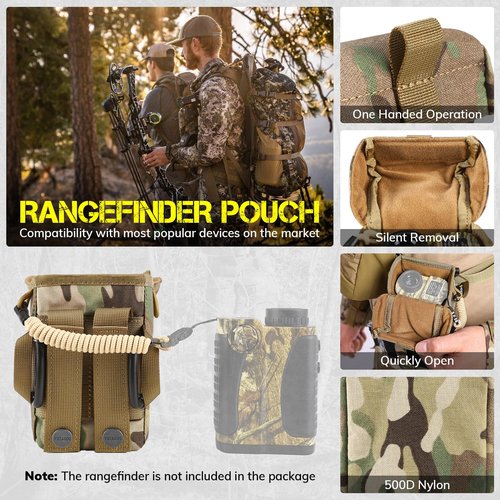 VOTAGOO GEAR Rangefinder Pouch with Protective Padding and Quick-Release Buckle, Molle Compatiblefor Binocular Packs, Tactical Hunting Bag Accessory (CP)