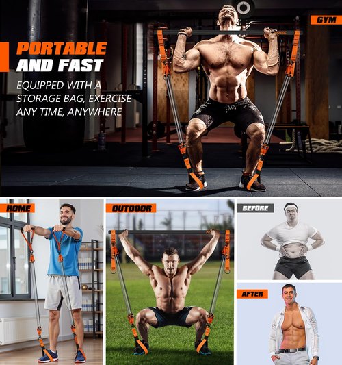 KUTIZE Pilates Bar Kit with Resistance Bands, Heavy Duty Pilates Equipment for Men, Strength Training Bar for Legs, Hip, Back, Arm, Abs, Chest, Shoulders, Portable Home Gym Full Body Workout Equipment
