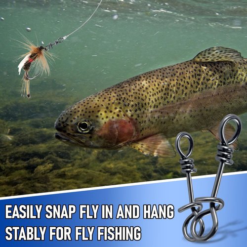 Alwonder 150-Pack/Box Fly Fishing Snaps Twist Clips, 3 Sizes Stainless Steel Quick Change Lure Snaps No Knot Clip Quick Snap Fast Snap Lure Connector for Flies Jigs Lures Fishing Clips Swivels Tackle