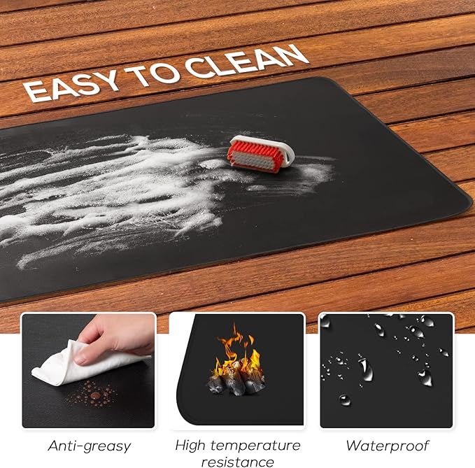 FLASHD 36x48' Double-Sided Fireproof Mat for Outdoor Grill & Fire Pit. Oil & Waterproof BBQ Protector