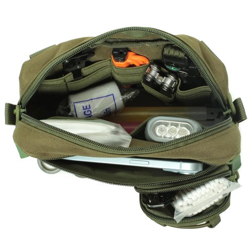Tactical Molle Horizontal Admin Pouch with Front Drawstring Pocket EMT Pouch EDC Utility Orgaznier Bag (OD Green)
