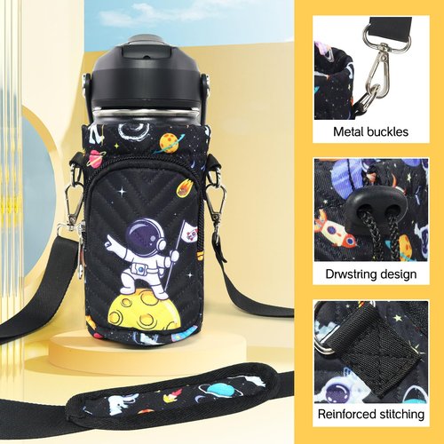 Scothen Water Bottle Carrier Bag for Kids, Insulated Water Bottle Holder with Adjustable Strap for 10/12/14/16/18oz Bottles, Bottle Bags Sleeve for Boys Girls School Travel Sports