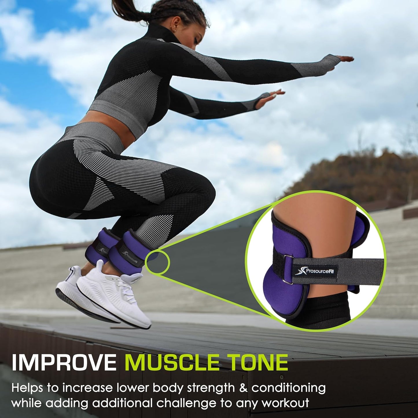 ProsourceFit Ankle/Wrist and Arm/Leg Weights Set of 2, Adjustable Strap 1 lb-5 lb, Adjustable Weight 15 lb, 10 lb, 7 lb for Men and Women