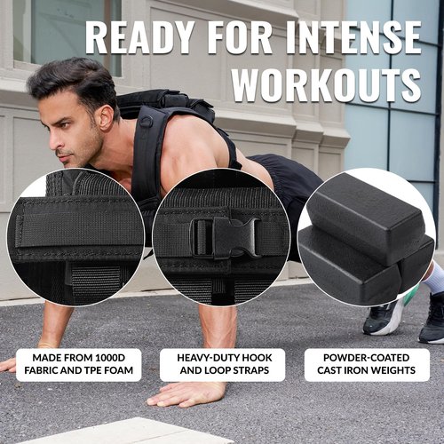 Men's Weighted Vests for Men Women, Slim Design 18lb 28lb 35lb Weighted Workout Vests With Adjustable Iron Weights, Heavy Duty Weighted Vest for Women Running Functional Fraining Machine washable (28, LB)