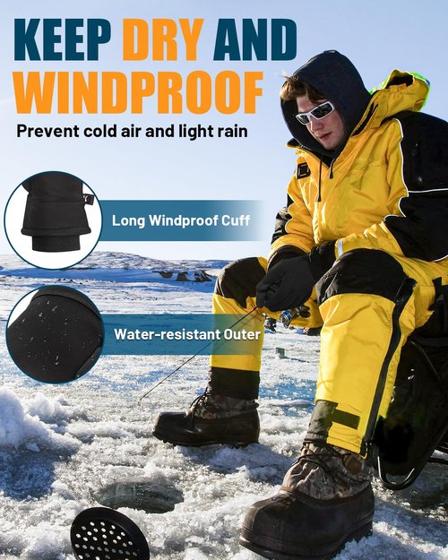 RIGWARL Thick Winter Gloves Men Women, Gloves for Cold Weather with Extended Cuffs, Warm Thermal Windproof Touchscreen Glove for Running, Hiking, Skiing, Snow, Walking The Dog, Camping, Biking