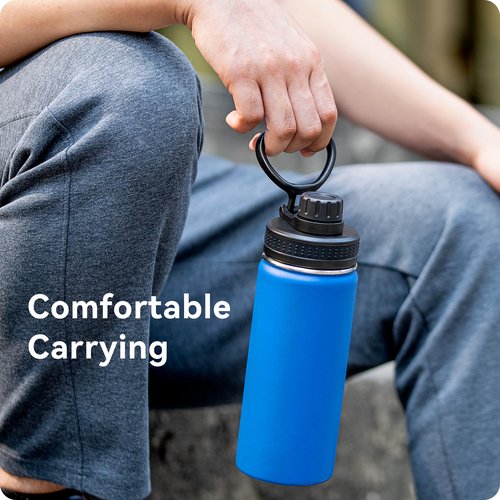 Prurex Spout Lid Replacement for Thermoflask, Takeya, Simple Modern, Iron °Flask - Wide Mouth 12/16/18/22/32/40/64oz Water Bottles | BPA-Free Leakproof Sport Cap with Handle (2.28" Diameter 1 Pack)