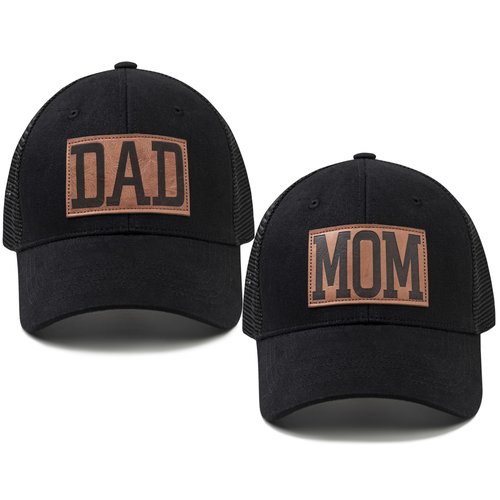 KOLWOVEN Mom and Dad Hats -Mom Dad Gifts Hat Adjustable Baseball Caps Gift for Couples Parents Black
