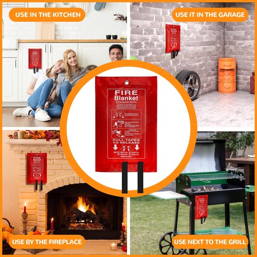 Poosue 40” x 40” Emergency Fire Blanket - Flame Suppression Fiberglass Blankets for Home, Kitchen, Camping, Car, Office, Warehouse, Emergency Survival Safety - Fire Extinguisher Alternative (4, 40*40)