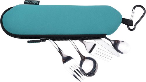 Beautyflier Neoprene Flatware Tableware Bag 3mm Thick Collapsible Cutlery Pouch for Travel Cutlery Set Utensil Set (Not included cutlery)