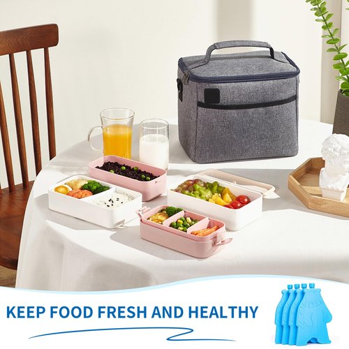 Ice Pack for Lunch Box and Cooler, BPA Free, Reusable and Long Lasting, Slim and Lightweight Design, Set of 4, （Blue） (Polar Bear Style)