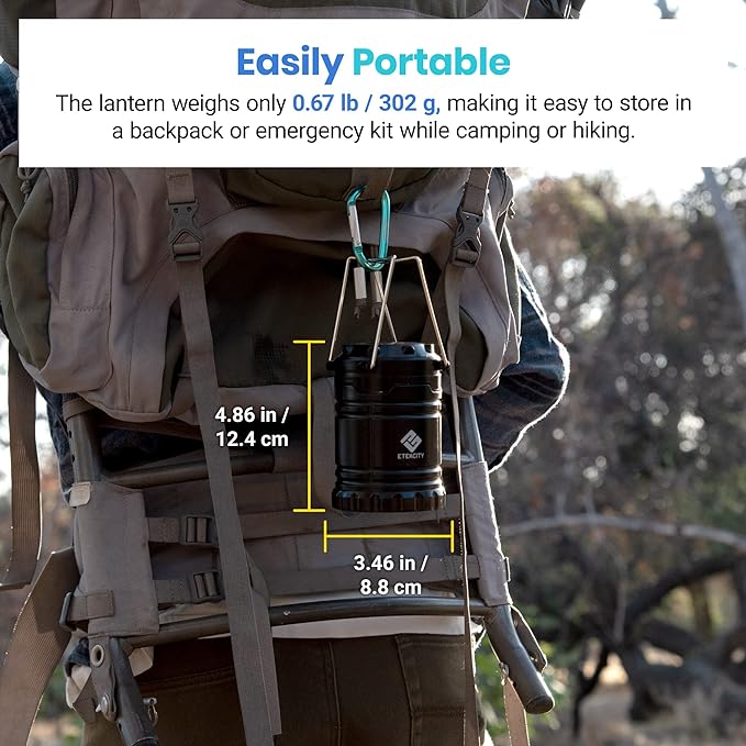 Etekcity Lantern Camping Essentials Lights, Led Flashlight for Power Outages, Tent Lights for Emergency, Survival Gear and Supplies for Hurricane, Battery Operated Lamp, 2 Pack, Black