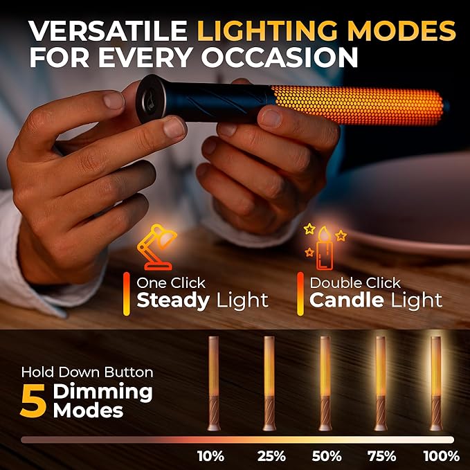 LED Candle Light, Cordless Table Lamps, Bedside Lamps w/2 Modes, Rechargeable Candlestick, Modern Table Lamp w/2600 mAh Battery, Small Table lamp, nightstand lamp, Bedroom lamp