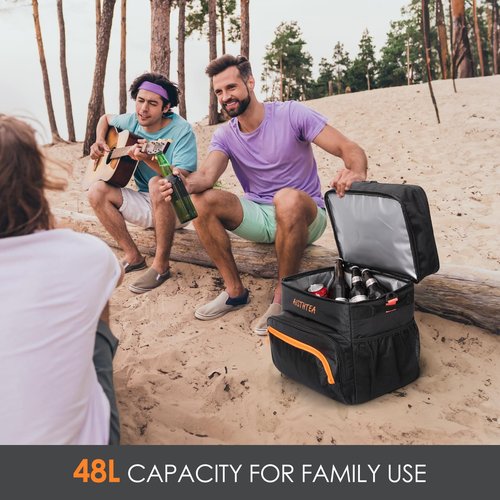 Rolling Cooler with Wheels and 𝟗𝟖𝐂𝐌 Handle, 𝟔𝟎+ Can Leakproof Soft Sided Travel Cooler, Double Deck & Enhanced Stability Wheeled Cooler, Insulated Cool Bag for Camping,Grocery,Beach,Outdoor
