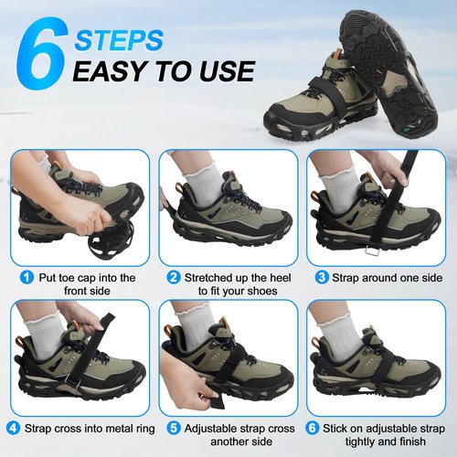 Spikeless Ice Cleats Snow Traction Crampons Slip On Spikeless Footwear Traction Devices One-Piece Easily Attaches Over Shoe/Boot for Transitioning Between Indoor/Outdoor(Small-Medium)
