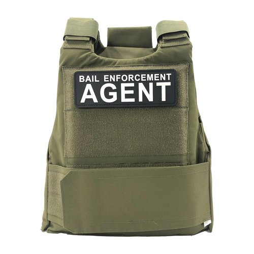 uuKen Bail Enforcement Agent PVC Patch Black and White 8.5"×3" with Hook Fastener Back for Jacket Vest Clothing Uniform Backpack (Black and White)