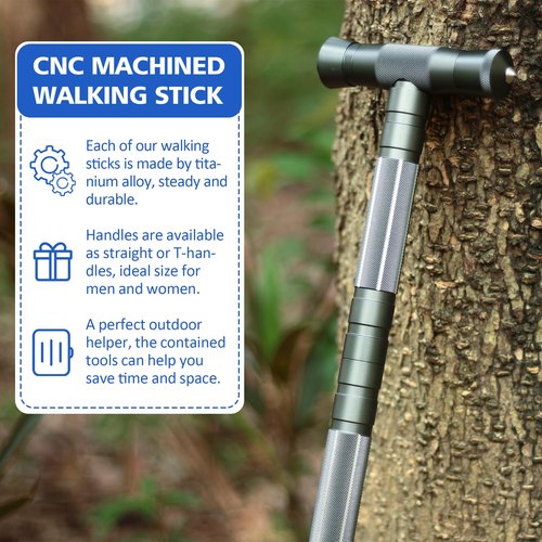 aiGear Premium CNC Machined Walking Stick and Anti Skid Rubber Tip 8 Pack