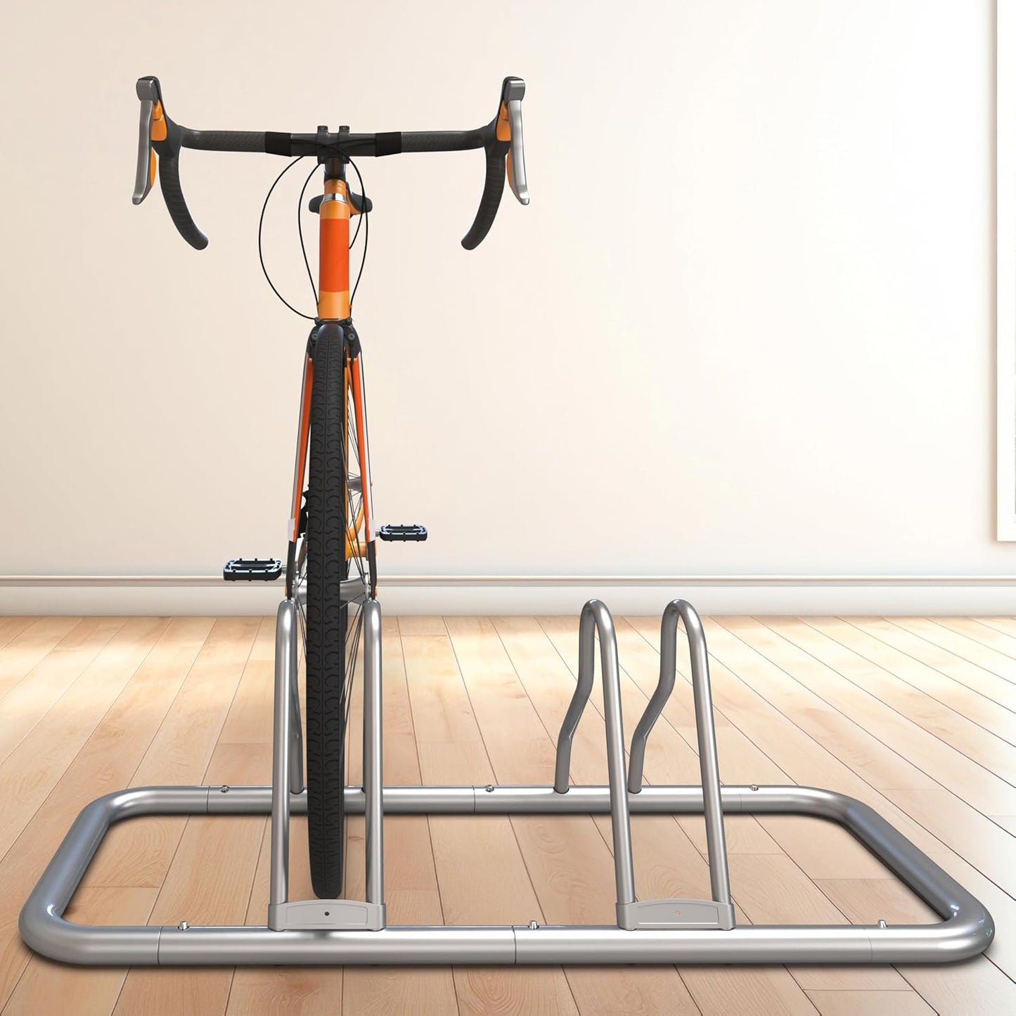 Simple Houseware 5 Bike Bicycle Floor Parking Adjustable Storage Stand, Silver