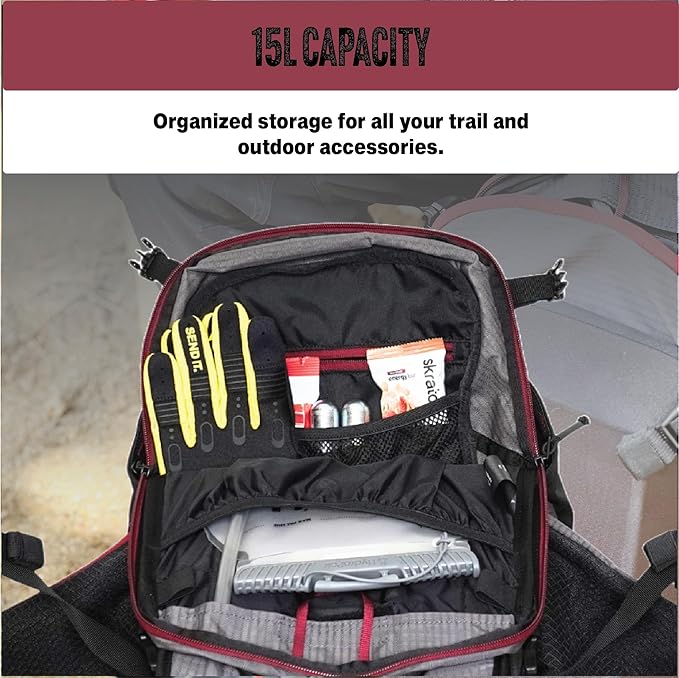 Send It Defender 15 Hydration Backpack - MTB, Moto Bag with Spine Protector for Men and Women. 15L Capacity Mountain Bike Hydration Pack - Mountain Bike Protective Gear – Adjustable Fit for Everyone
