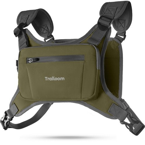 Trailoom Running Chest Pack - Phone Holder,Water Repellent,No Bounce,Reflective Vest,Hidden Pocket - Workout Bag for Runners, Cycling, EDC Pouch, Jogging Carrier, Men & Women, Lightweight (Green)