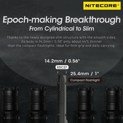 Nitecore EDC27 led Flashlight 3000 Lumen EDC Flashlight USB c Rechargeable flashlights Tactical flashlights high lumens Small flashlights Rechargeable Flash Lights for Camping, Black