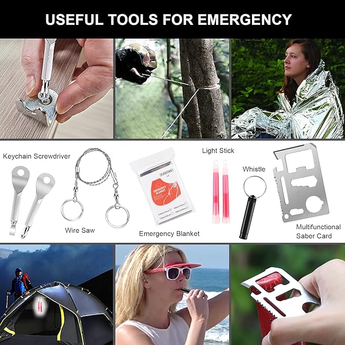 Gifts for Man Dad Husband, 210 PCS Survival First Aid kit, Professional Survival Gear Camping Essentials Emergency Medical Goods for Camping Boat Home Car Disaster Adventure (Black)