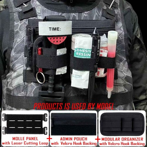 Tactical Bag Insert Modular Organizer Utility Admin Pouch Hook, Modular Elastic Loop Panel Organizers Pouch Insert Attachment with Hook Backed Fastener for Backpack Accessories