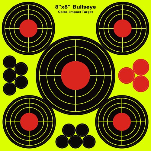 Splatter Targets Stickers - Self Adhesive Shooting Targets Bullseye Shot with Bright Yellow Effect for Outdoor Indoor Shooting Practice - 8x8 Inch(20Pack)