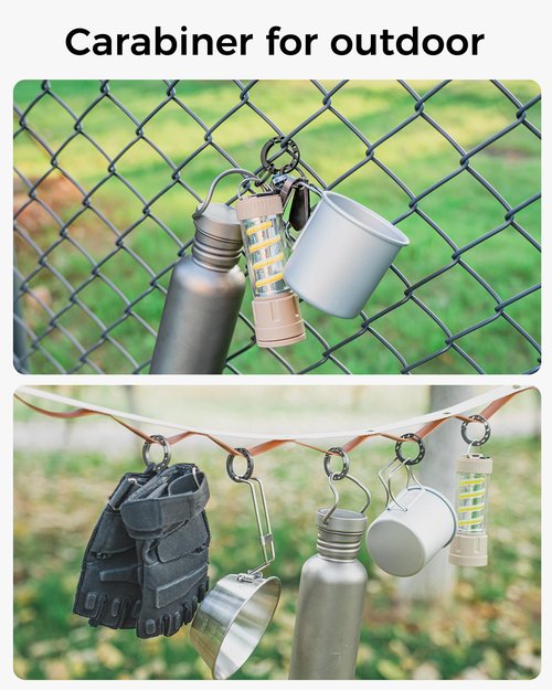 IUMIUN Titanium Circle Small Keychain Carabiner Clip with 2pcs 25mm/1inch Stainless Steel Key Rings, Quick Release Keychain for Men, Multi-Hole Design
