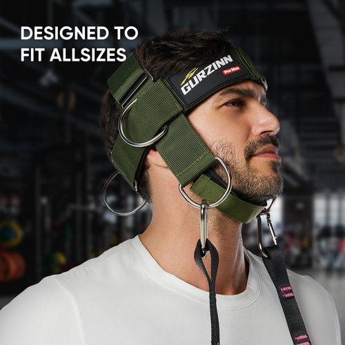【GurZinn】 Neck Harness Trainer - Adjustable 40" (100cm) Heavy Duty Rope & Neoprene Padding | Improve Neck Strength & Reduce Neck Pain | Gym & Home Use