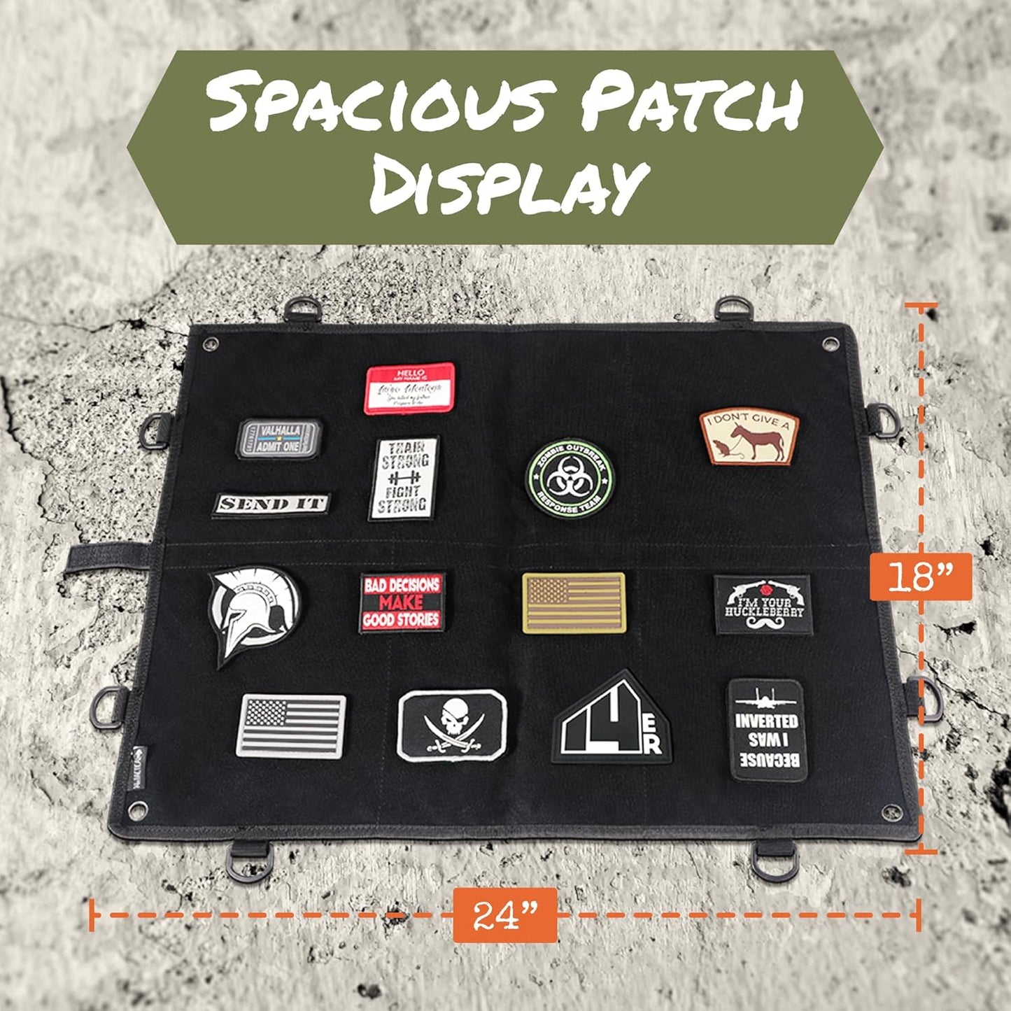 Patch Display Board | Patch Panel Board for Patches, Collection Patch Holder | Patch Wall Display Hook and Loop Panel | Morale Patch Board, Military Patch Display (Black)