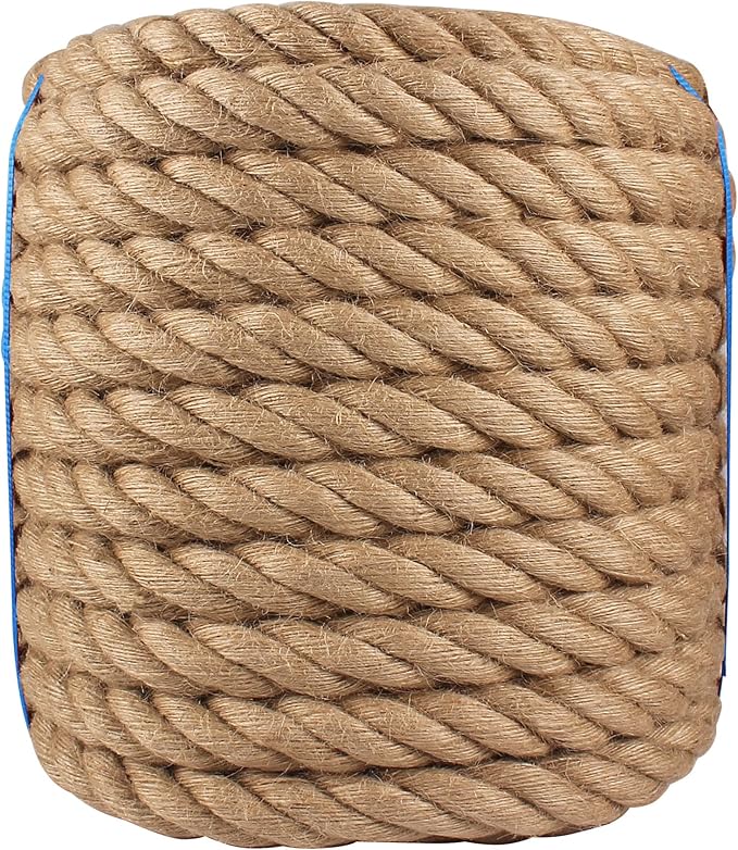Manila Rope 1.5in x 200ft, Heavy Duty Twisted Rope Natural Hemp Ropes for Crafts,Gardening,Docks, Bundling,Railing,Home Decoratin,Hammock,Porch Swing Ropes
