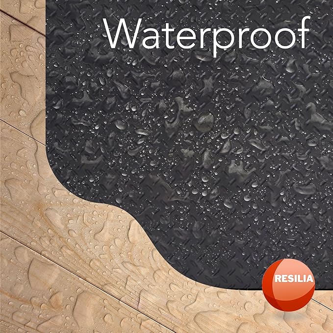 RESILIA Large Under Grill Mat – Heavy Duty, Reusable Outdoor Floor Protector Mats for Deck, Patio, & Garage – 72 Inch x 48 Inch with 12 Inch Splatter Protection Lip, Silver Diamond Plate