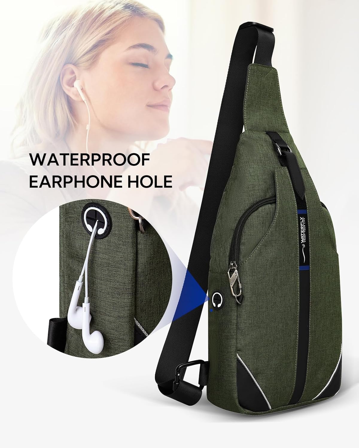 WATERFLY Small Crossbody Sling Backpack Anti Theft Backpack for Traveling Chest Bags for Men&Women Multipurpose Casual Daypack Hiking Shoulder Bag (Black)
