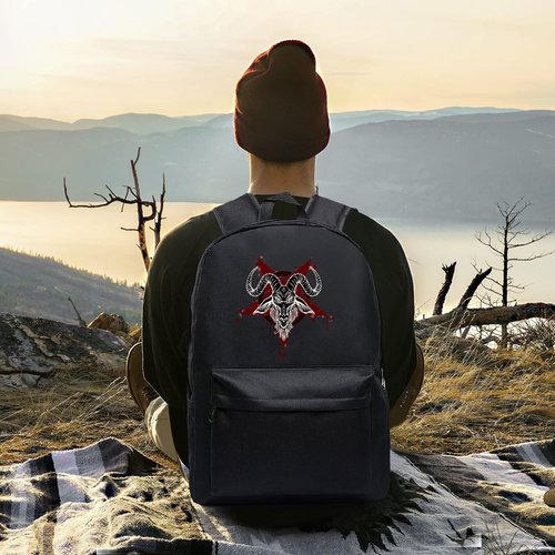 MiAnMiAn Goth Baphomet Pentagram Satanic goat head Backpack With Crossbody Bag Set