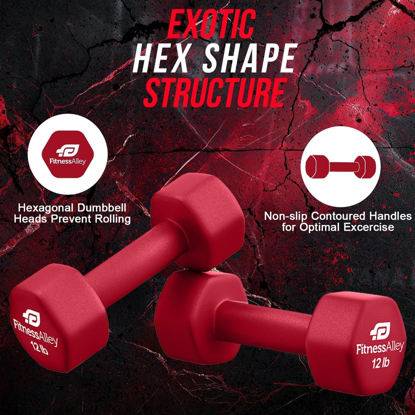Neoprene Coated Workout Dumbbells set of 2 – Anti Roll, Non Slip with Smooth Grip Fitness & Exercise Dumbbells – Hexagon Shaped Hand Weights for Women & Men – Best Choice for Gyms & home use