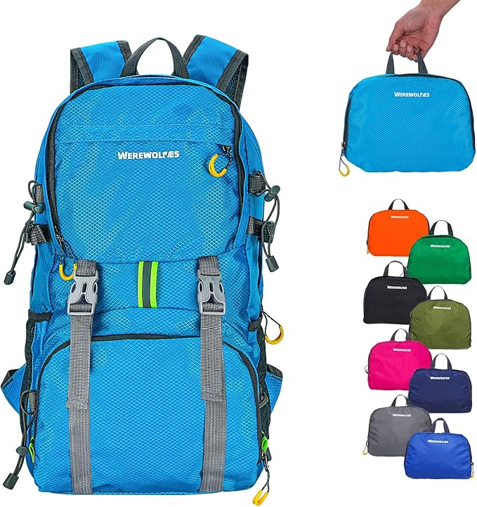 WEREWOLVES 20/35L Lightweight Hiking Backpack, Ultralight Water Resistant Packable Daypack for Women Men