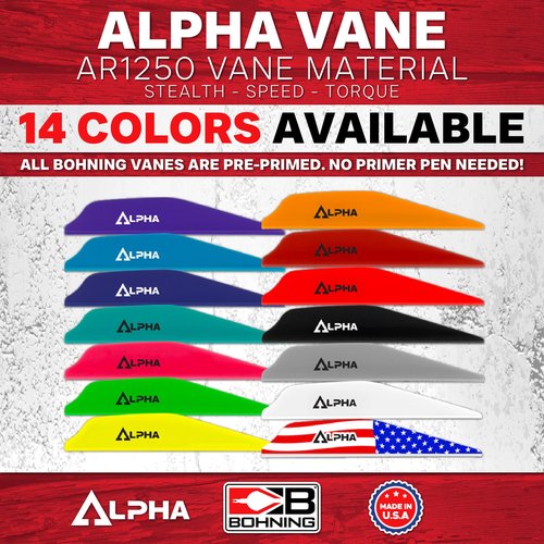Bohning Alpha AR 1250 Vane, 2.8", White, 36pk