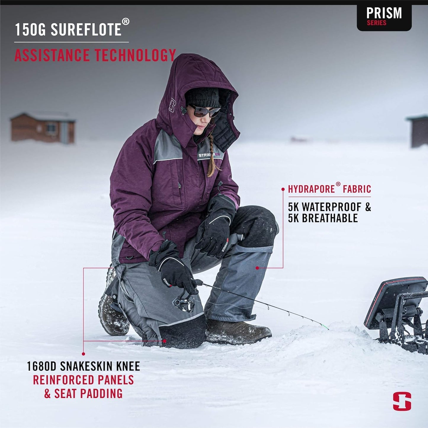 Striker Women's Prism Durable Breathable Water-Resistant Outdoor Ice Fishing Bibs with Sureflote Flotation Technology (2020)