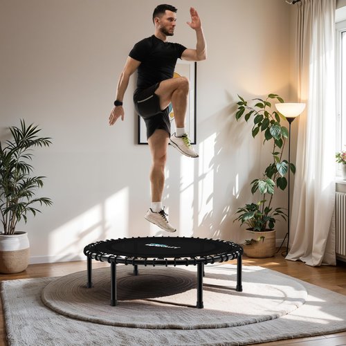 Jumpzylla Fitness Trampoline 40"| Foldable Mini Rebounder Trampoline for Adults with Bar | Durable, Quiet, Low-Impact Exercise Equipment for Indoor and Home Workouts (450 LBS Capacity)