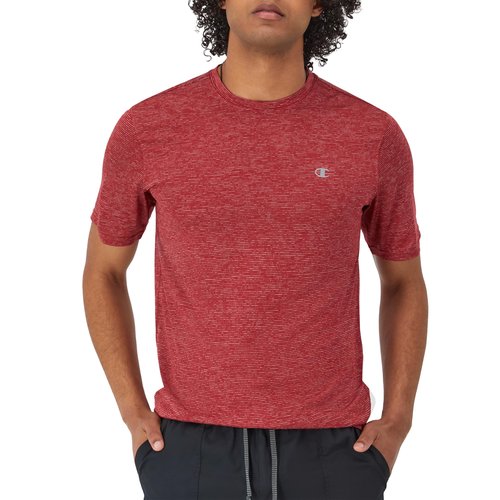 Champion, Novelty Sport, Wicking, Anti-Odor Lightweight Men's T-Shirt, Cardinal Heather C Logo