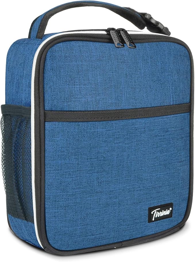 Tirrina Insulated Lunch Box for Men Women, Portable Thermal Small Lunch Bag for Office Work Picnic, Reusable Compact Lunchbox Cooler Tote for Adults,Dark Blue