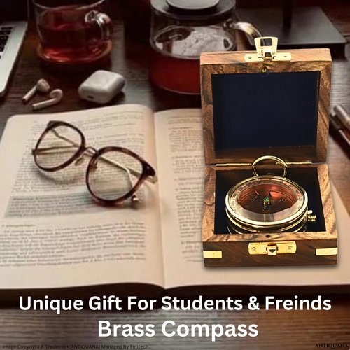 Compass in Wooden Box - Graduation Gifts for Him, Birthday Gifts for Men, Son, Husband - Inspirational, Motivational, Christmas, 2024 Unique Office Decor