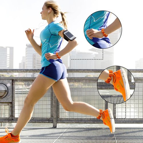 GQIRIL Wrist Ankle Weights for Women - Set of 2 (0.37 lb Each) Wearable Waterproof Training Weighted Bracelets, Silicone Strength Workout Bangles for Walking Running Pilates Aerobics (Basketball)