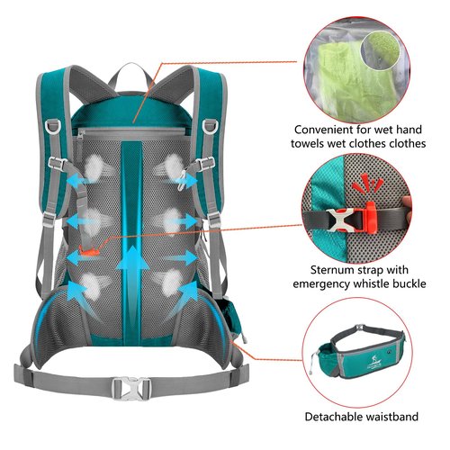 SQCOZYPAR 40l Hiking Backpack Camping Back pack Water Resistant Daypack Packable foldable Outdoor Mountaineering Backpacks for Women Men
